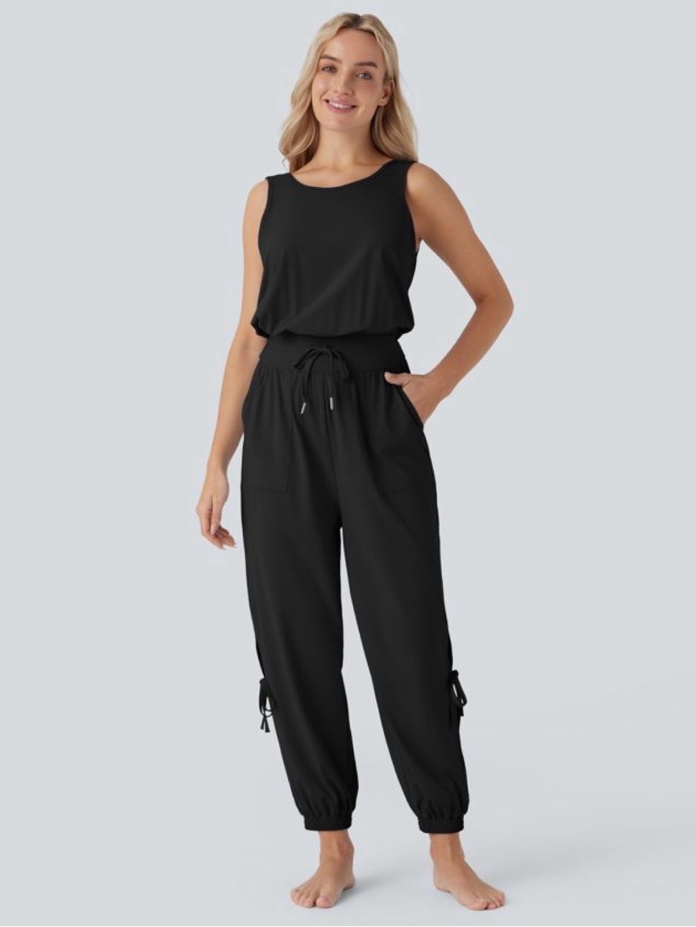 Halara Cut Out Drawstring Pocket InstantCool Yoga Jumpsuit-UPF50 Size XL